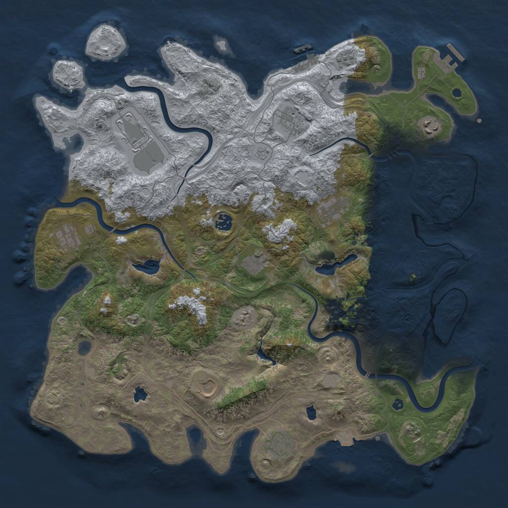 Rust Map: Procedural Map, Size: 4500, Seed: 2000244306, 16 Monuments