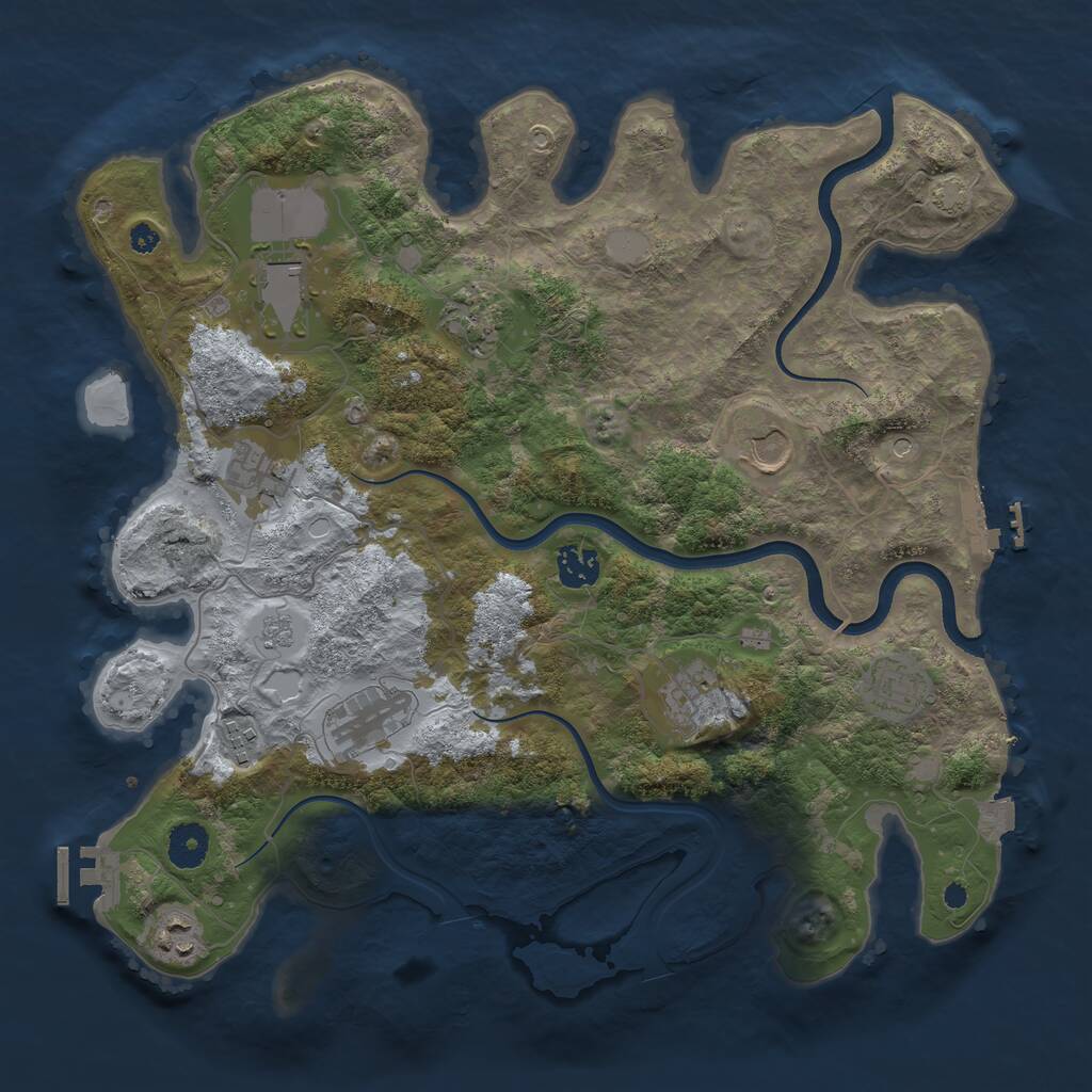 Rust Map: Procedural Map, Size: 3750, Seed: 12070455, 16 Monuments