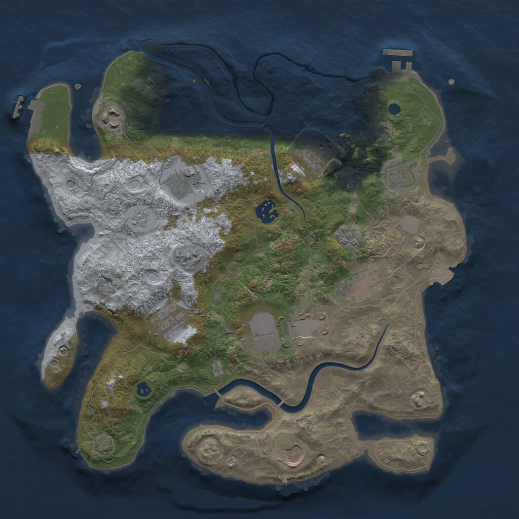 Rust Map: Procedural Map, Size: 3500, Seed: 1230874419, 16 Monuments