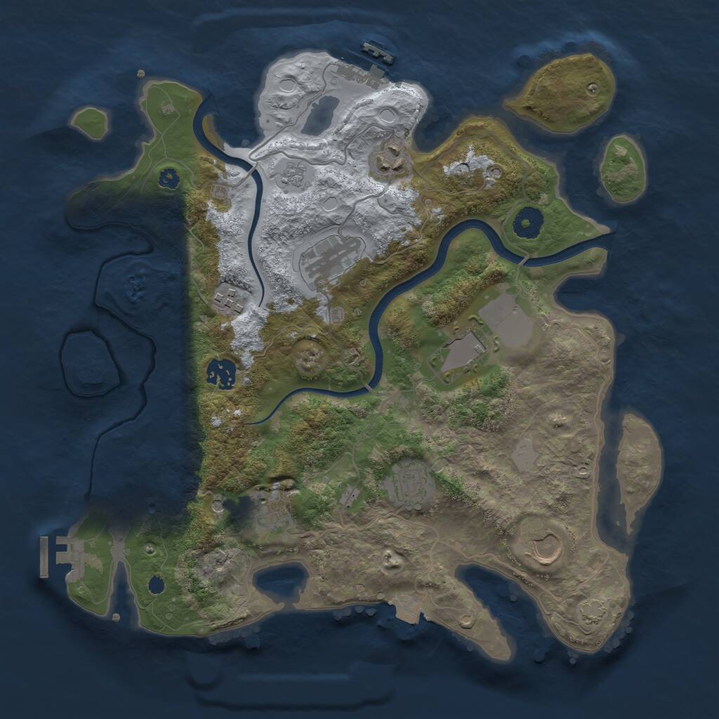 Rust Map: Procedural Map, Size: 3500, Seed: 1231131190, 14 Monuments