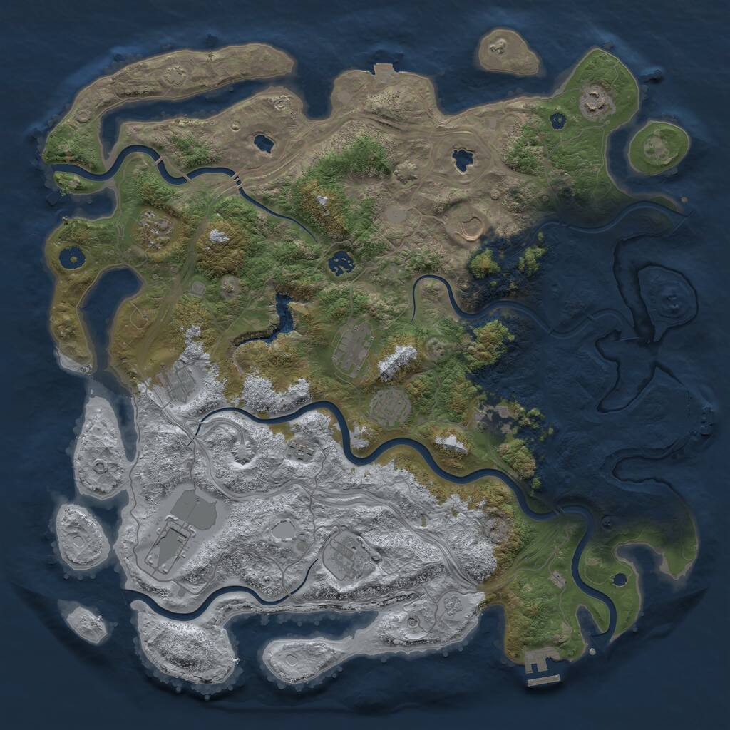 Rust Map: Procedural Map, Size: 4500, Seed: 244382215, 17 Monuments