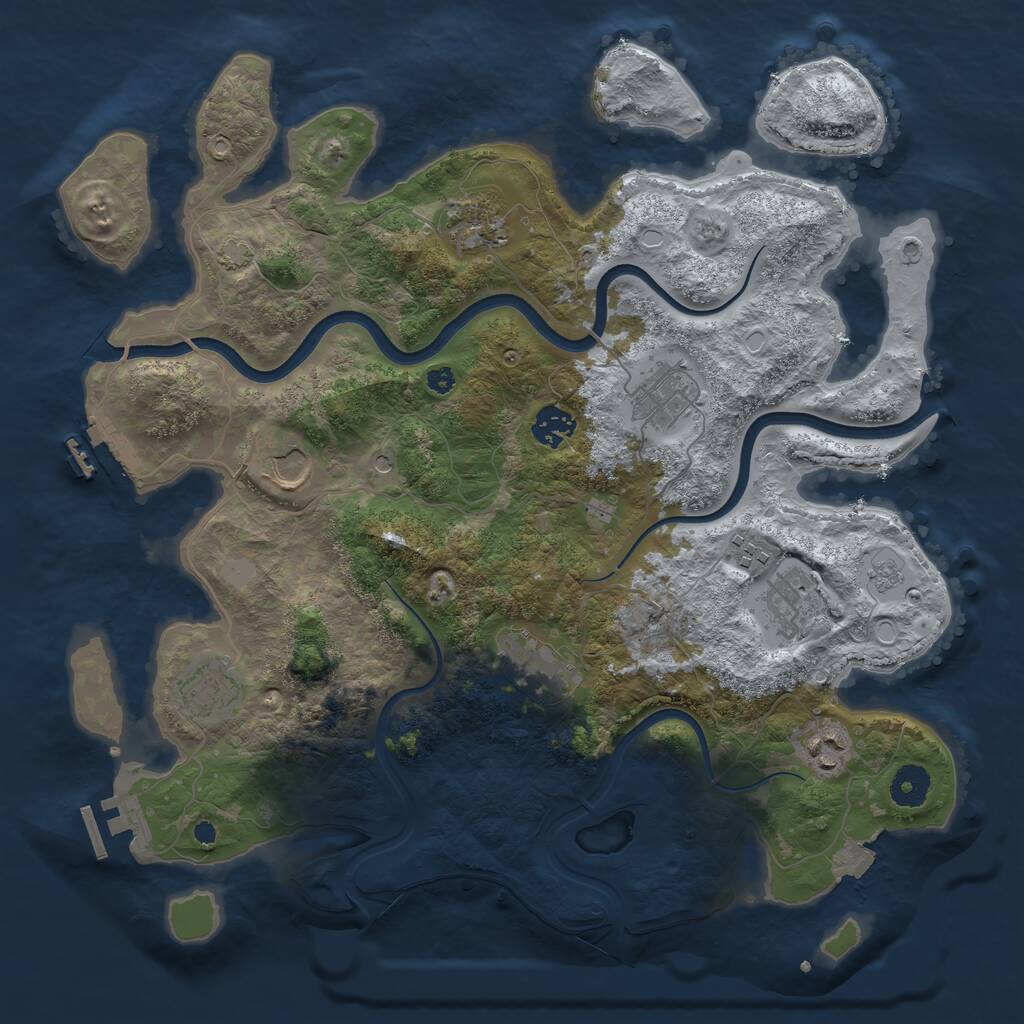 Rust Map: Procedural Map, Size: 3750, Seed: 2132938558, 15 Monuments