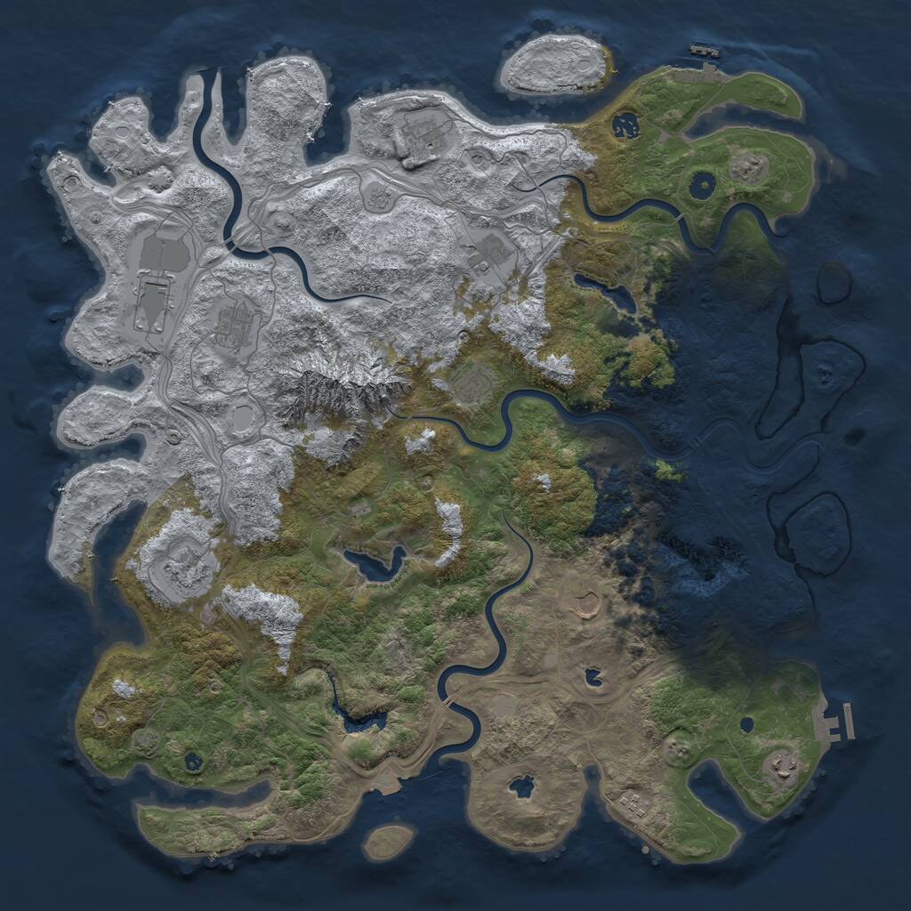 Rust Map: Procedural Map, Size: 5000, Seed: 80801234, 16 Monuments