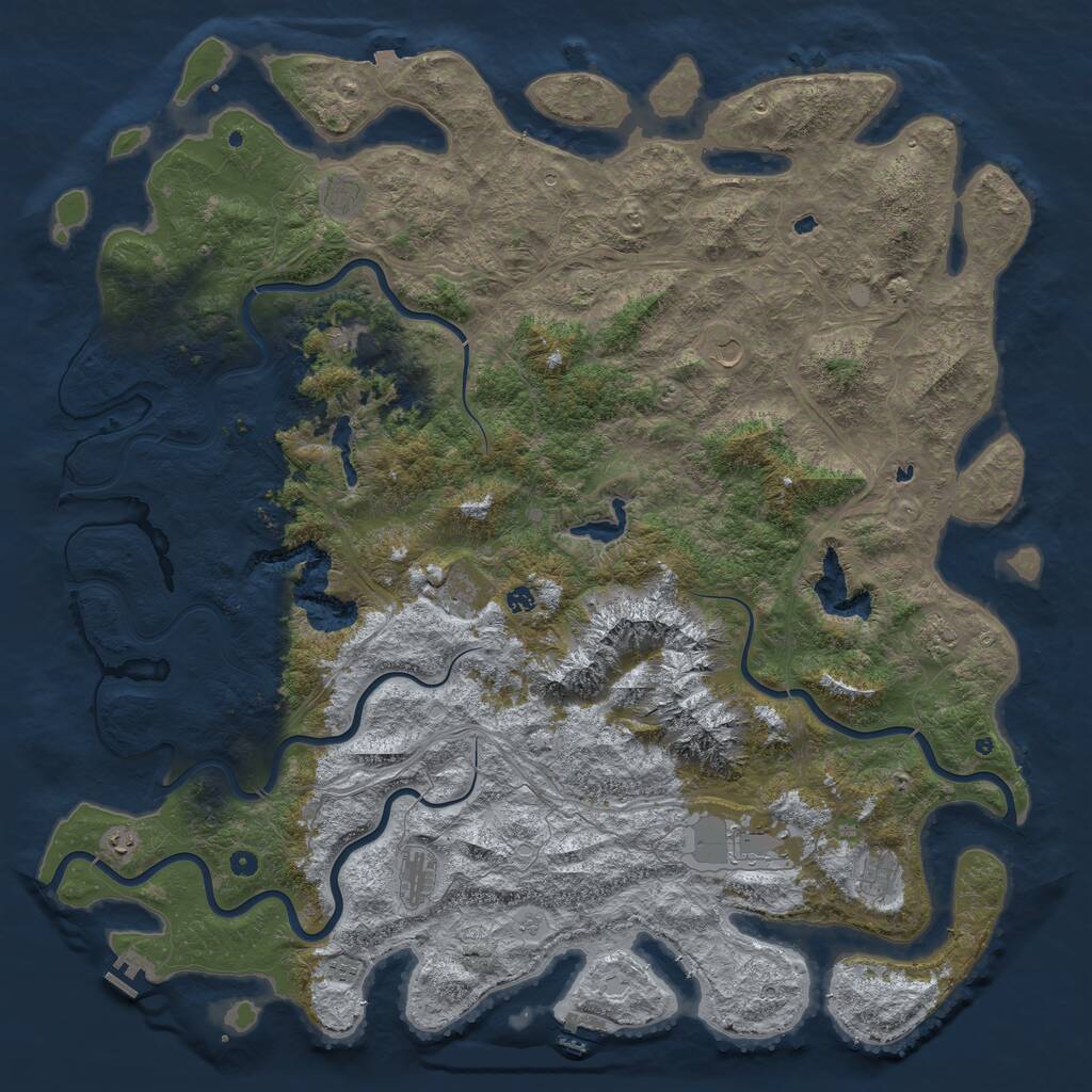 Rust Map: Procedural Map, Size: 6000, Seed: 1852438533, 17 Monuments