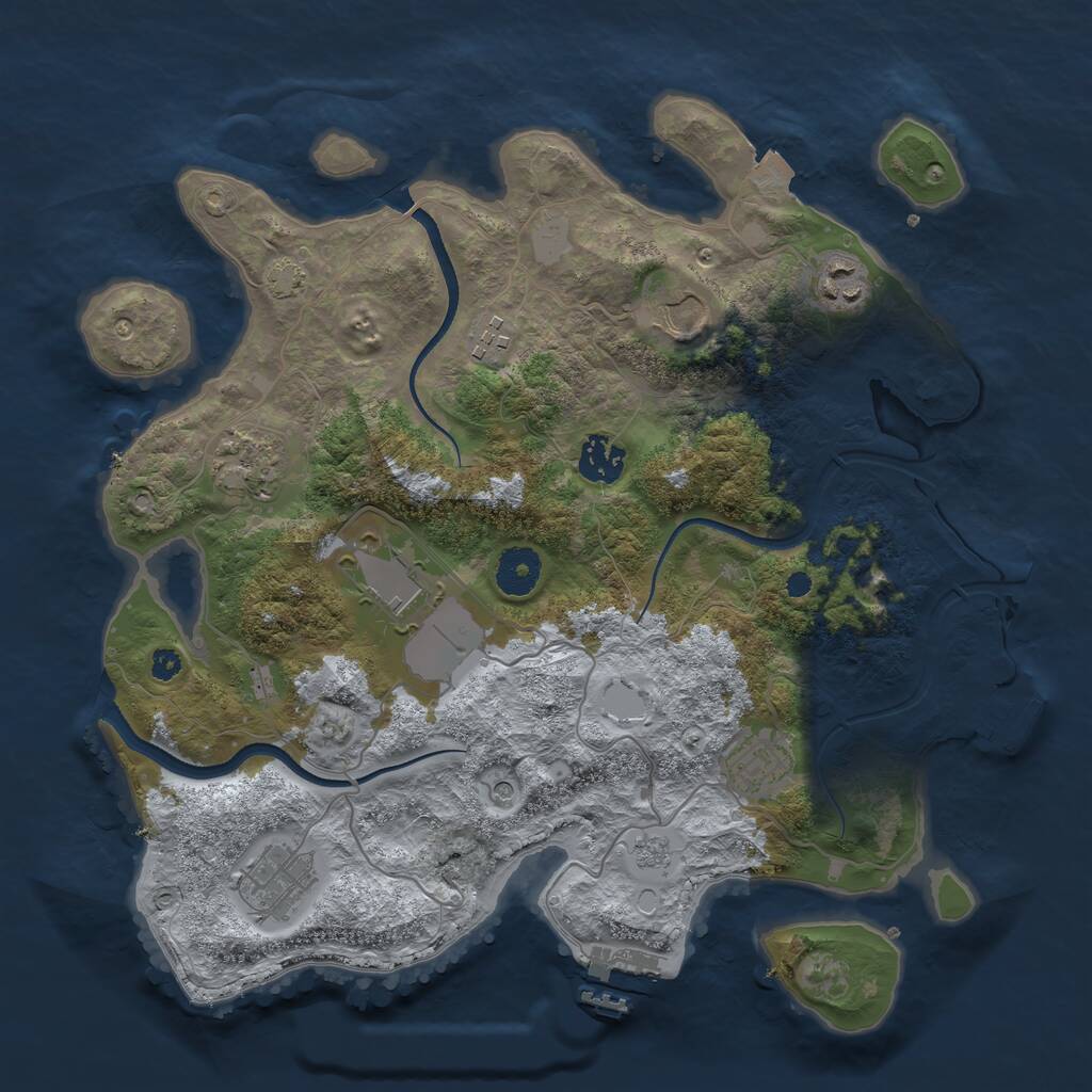 Rust Map: Procedural Map, Size: 3500, Seed: 11587, 14 Monuments