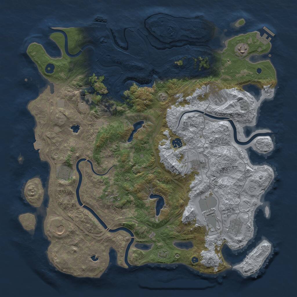 Rust Map: Procedural Map, Size: 4500, Seed: 1428505668, 17 Monuments