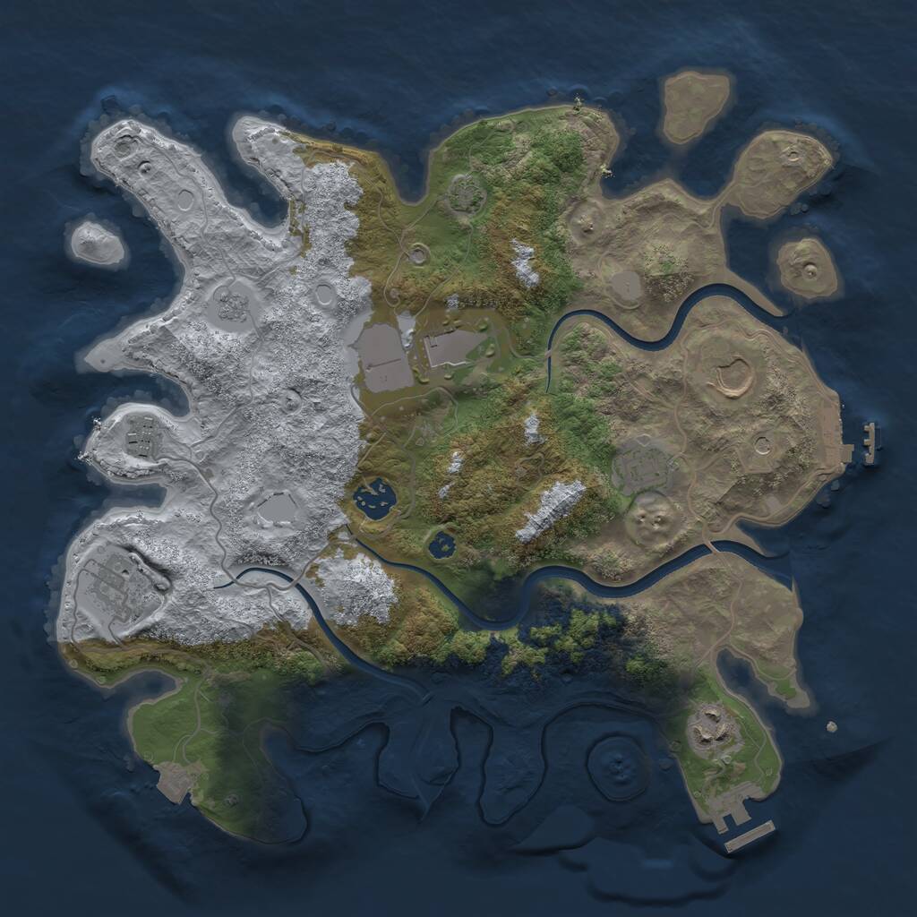 Rust Map: Procedural Map, Size: 3500, Seed: 1873924949, 13 Monuments