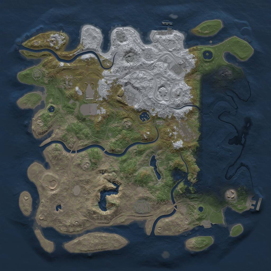 Rust Map: Procedural Map, Size: 4250, Seed: 1990631611, 16 Monuments