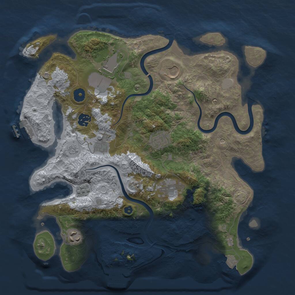 Rust Map: Procedural Map, Size: 3500, Seed: 1167129425, 14 Monuments