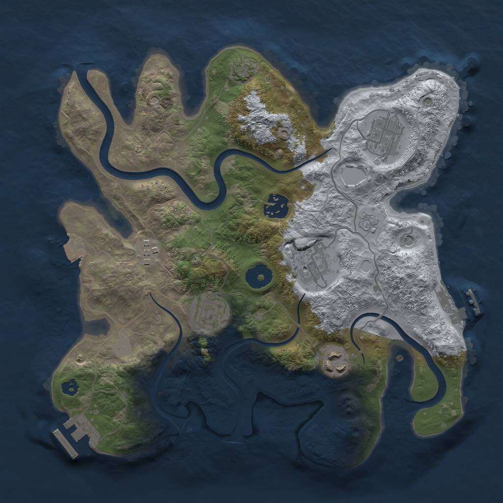 Rust Map: Procedural Map, Size: 3000, Seed: 293198250, 12 Monuments