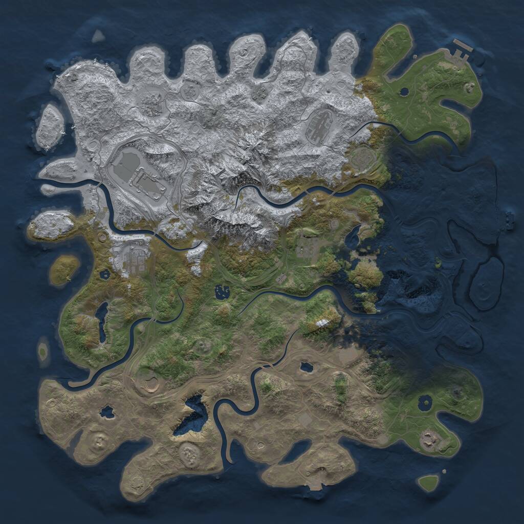 Rust Map: Procedural Map, Size: 5000, Seed: 77491106, 17 Monuments