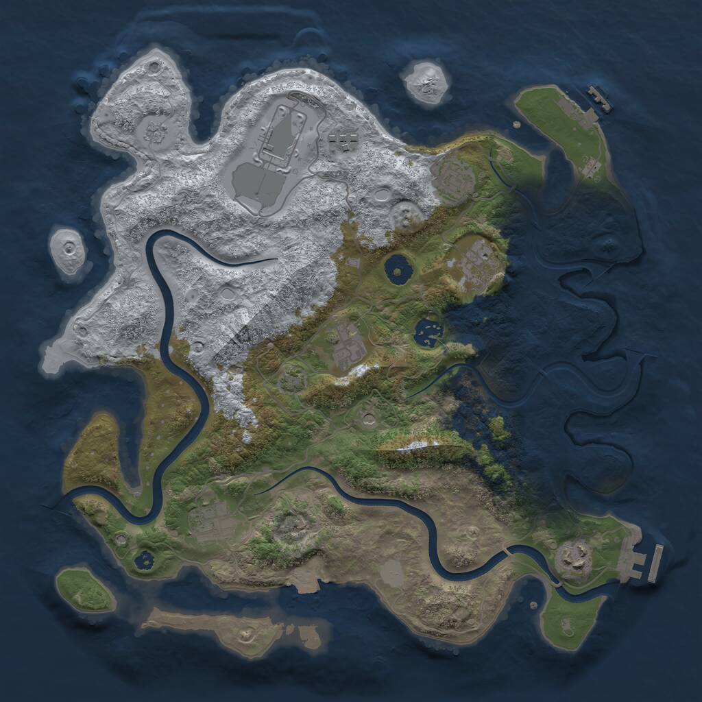 Rust Map: Procedural Map, Size: 3700, Seed: 638277070, 14 Monuments