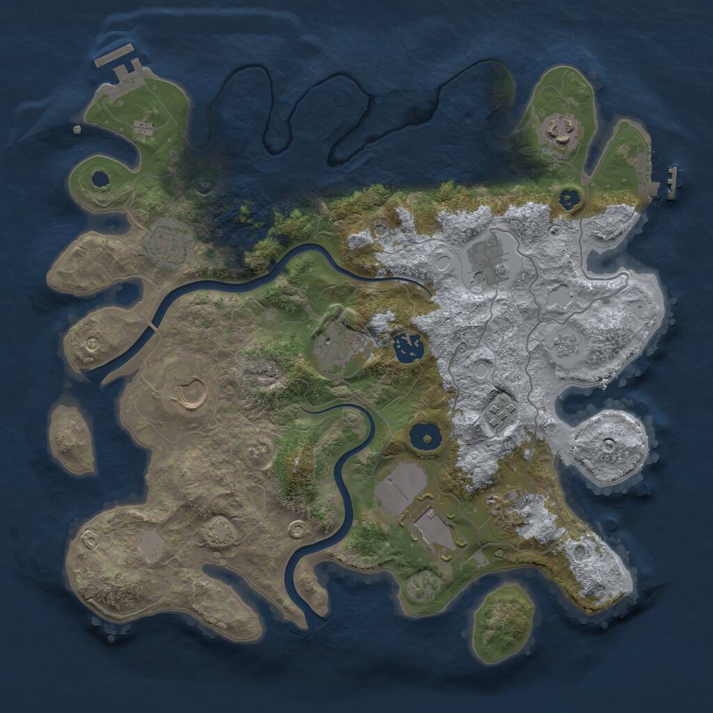 Rust Map: Procedural Map, Size: 3500, Seed: 1786713684, 15 Monuments