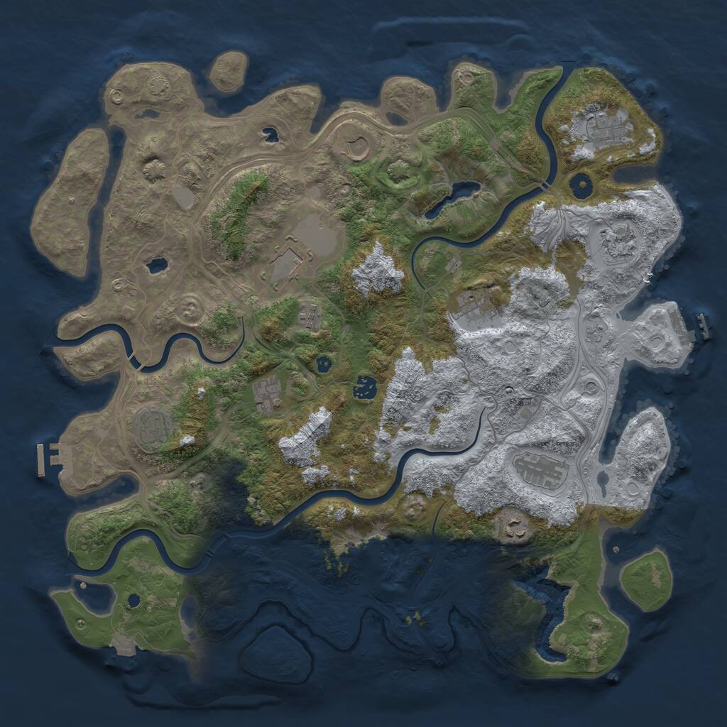 Rust Map: Procedural Map, Size: 4500, Seed: 2039417298, 17 Monuments