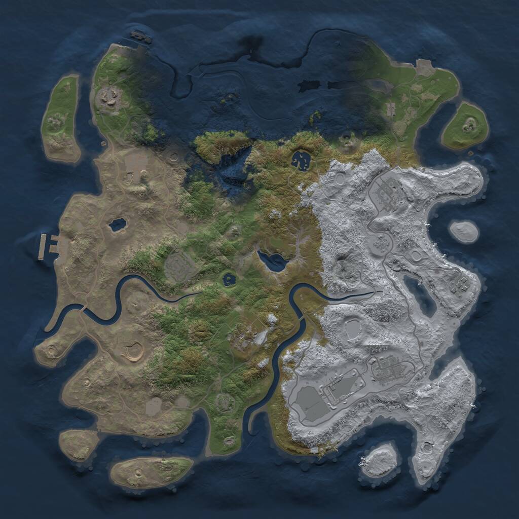 Rust Map: Procedural Map, Size: 4000, Seed: 2064036681, 16 Monuments