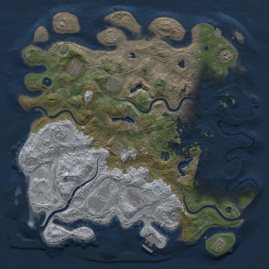 Rust Map: Procedural Map, Size: 4500, Seed: 512311695, 16 Monuments