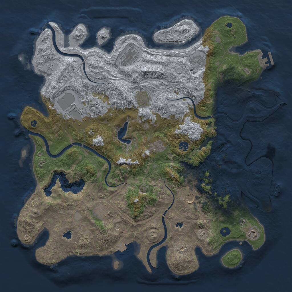 Rust Map: Procedural Map, Size: 4500, Seed: 620042475, 17 Monuments