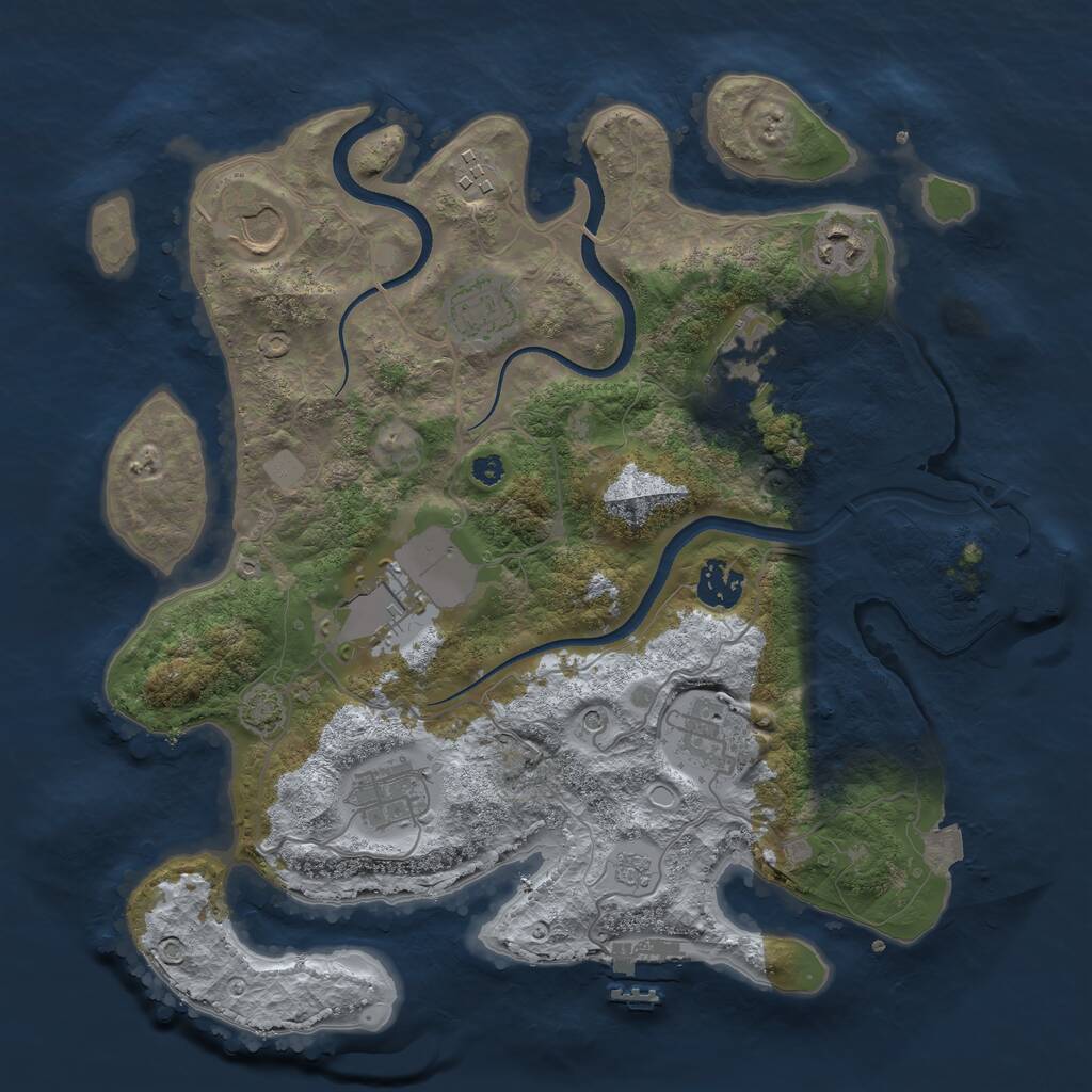 Rust Map: Procedural Map, Size: 3500, Seed: 1398812239, 15 Monuments