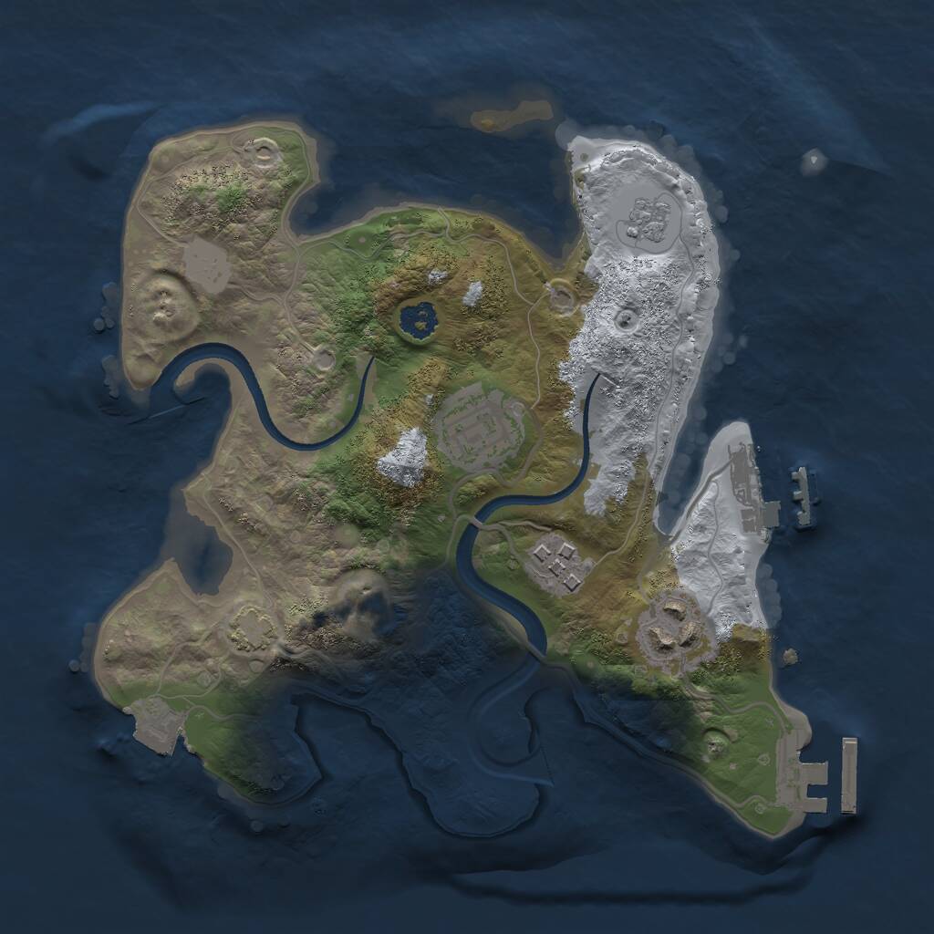 Rust Map: Procedural Map, Size: 2500, Seed: 5011035, 8 Monuments