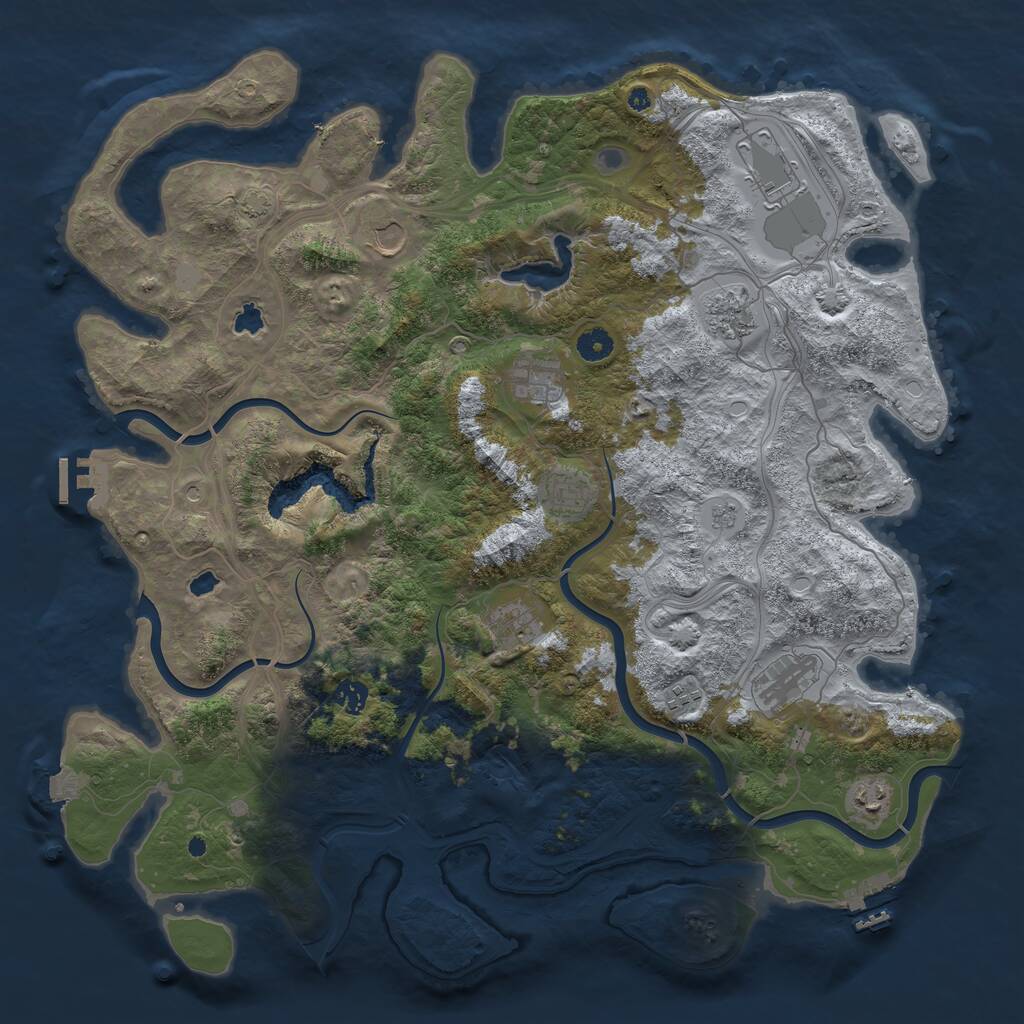 Rust Map: Procedural Map, Size: 4500, Seed: 839913053, 16 Monuments