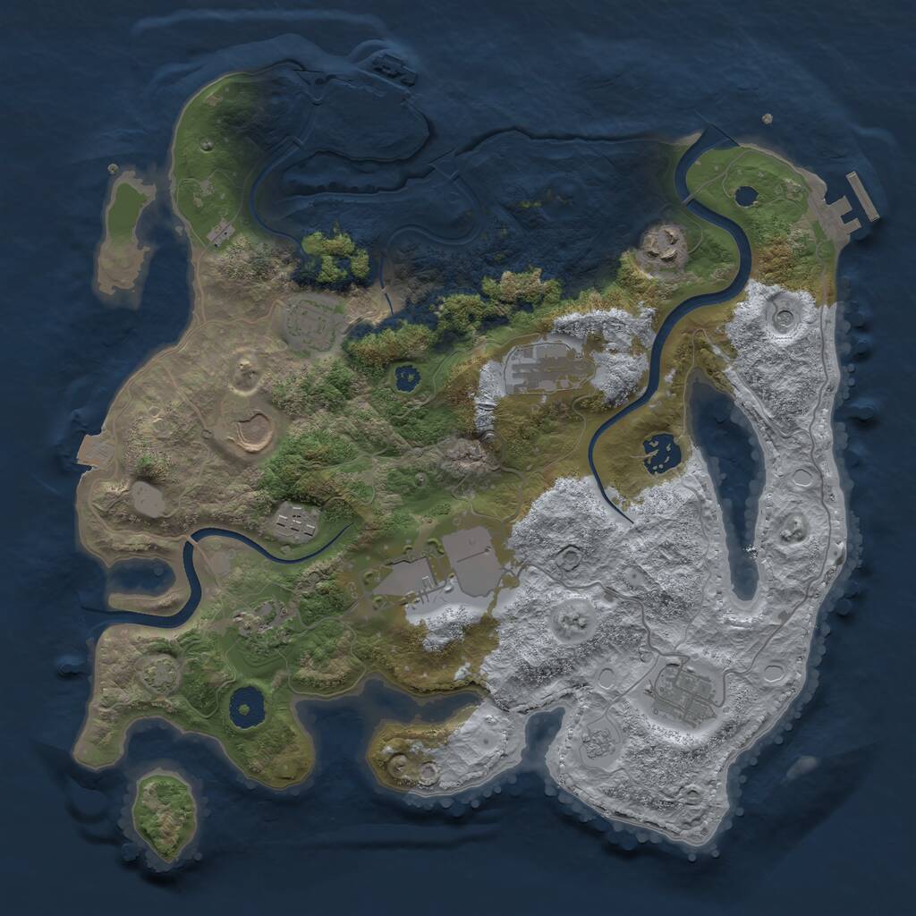 Rust Map: Procedural Map, Size: 3500, Seed: 240809, 15 Monuments
