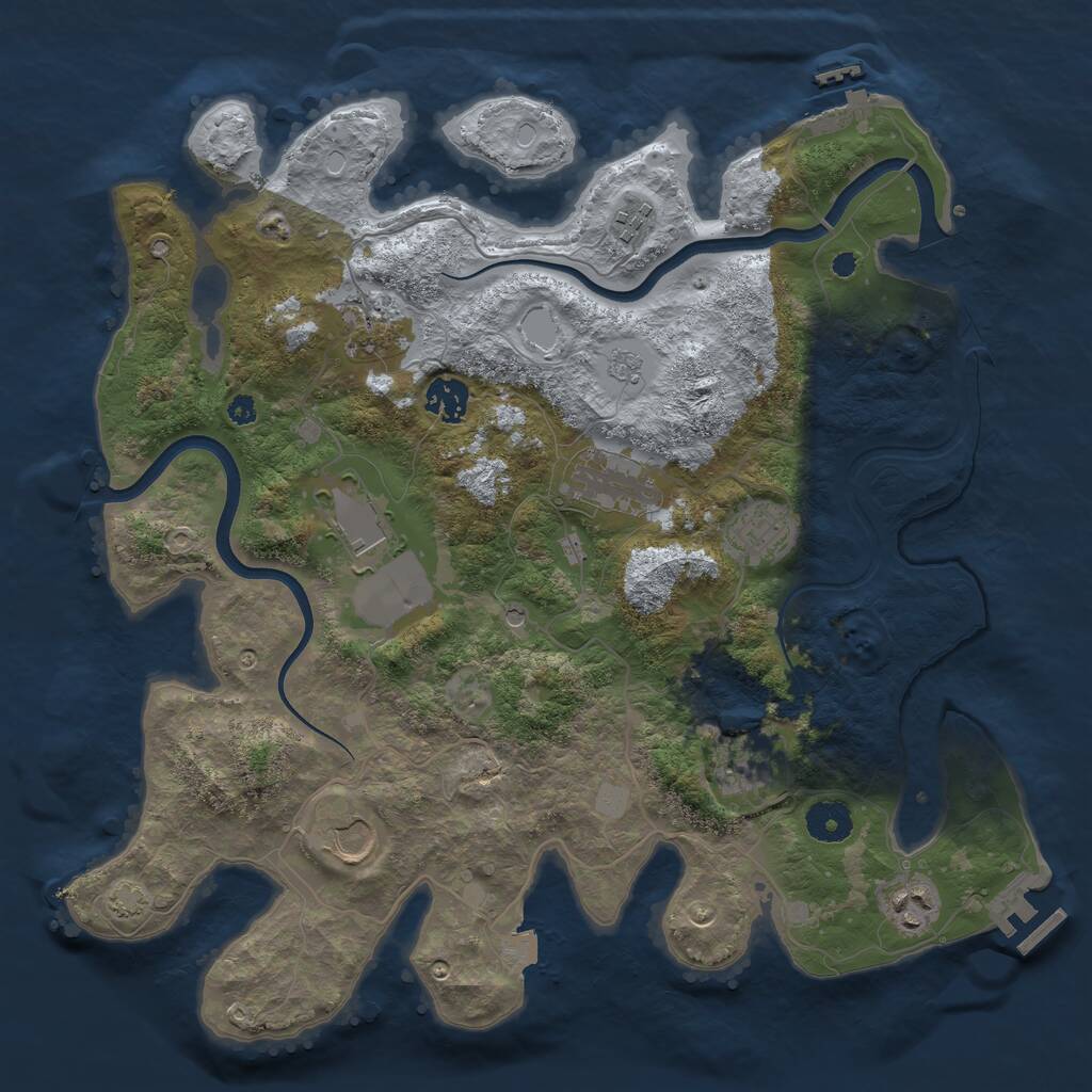 Rust Map: Procedural Map, Size: 3700, Seed: 90751073, 15 Monuments