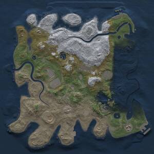 Thumbnail Rust Map: Procedural Map, Size: 3700, Seed: 90751073, 15 Monuments