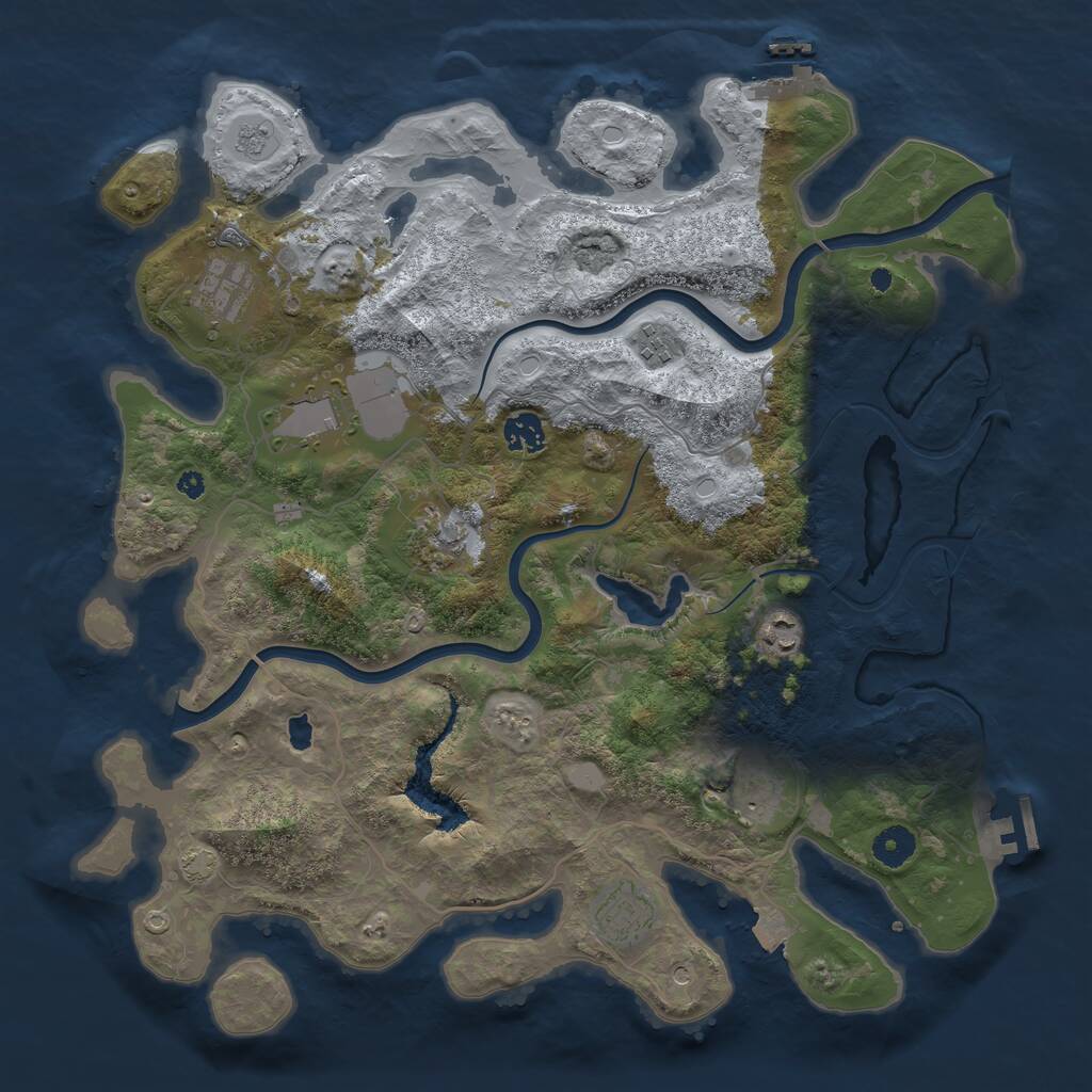 Rust Map: Procedural Map, Size: 4000, Seed: 995130202, 14 Monuments