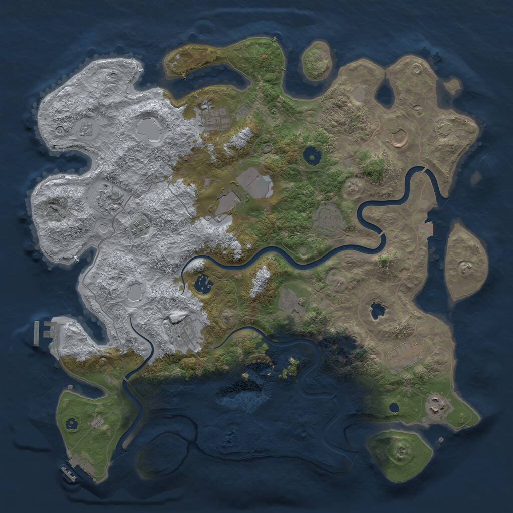 Rust Map: Procedural Map, Size: 4199, Seed: 349607695, 17 Monuments