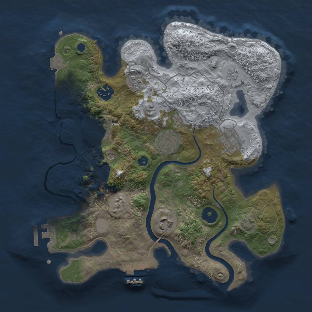 Rust Map: Procedural Map, Size: 3000, Seed: 393341886, 12 Monuments
