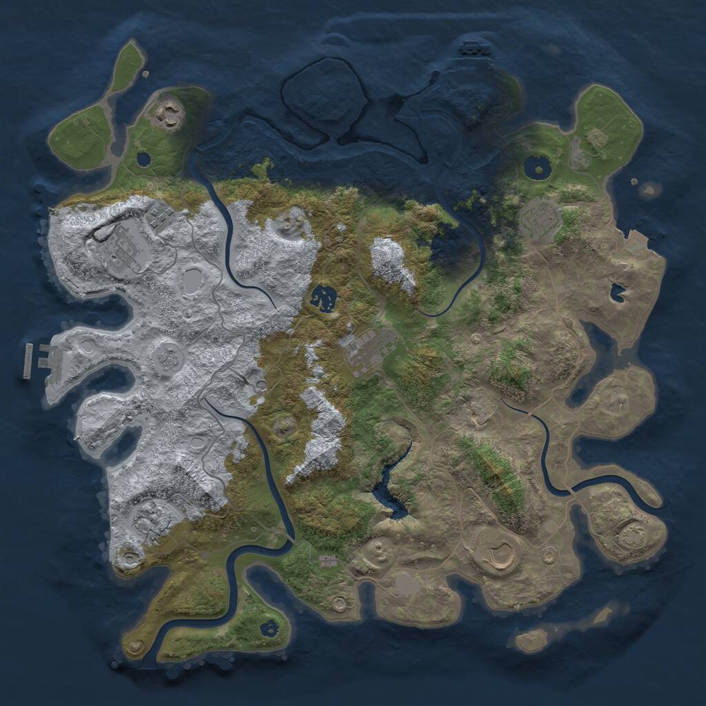 Rust Map: Procedural Map, Size: 4000, Seed: 1593499316, 14 Monuments