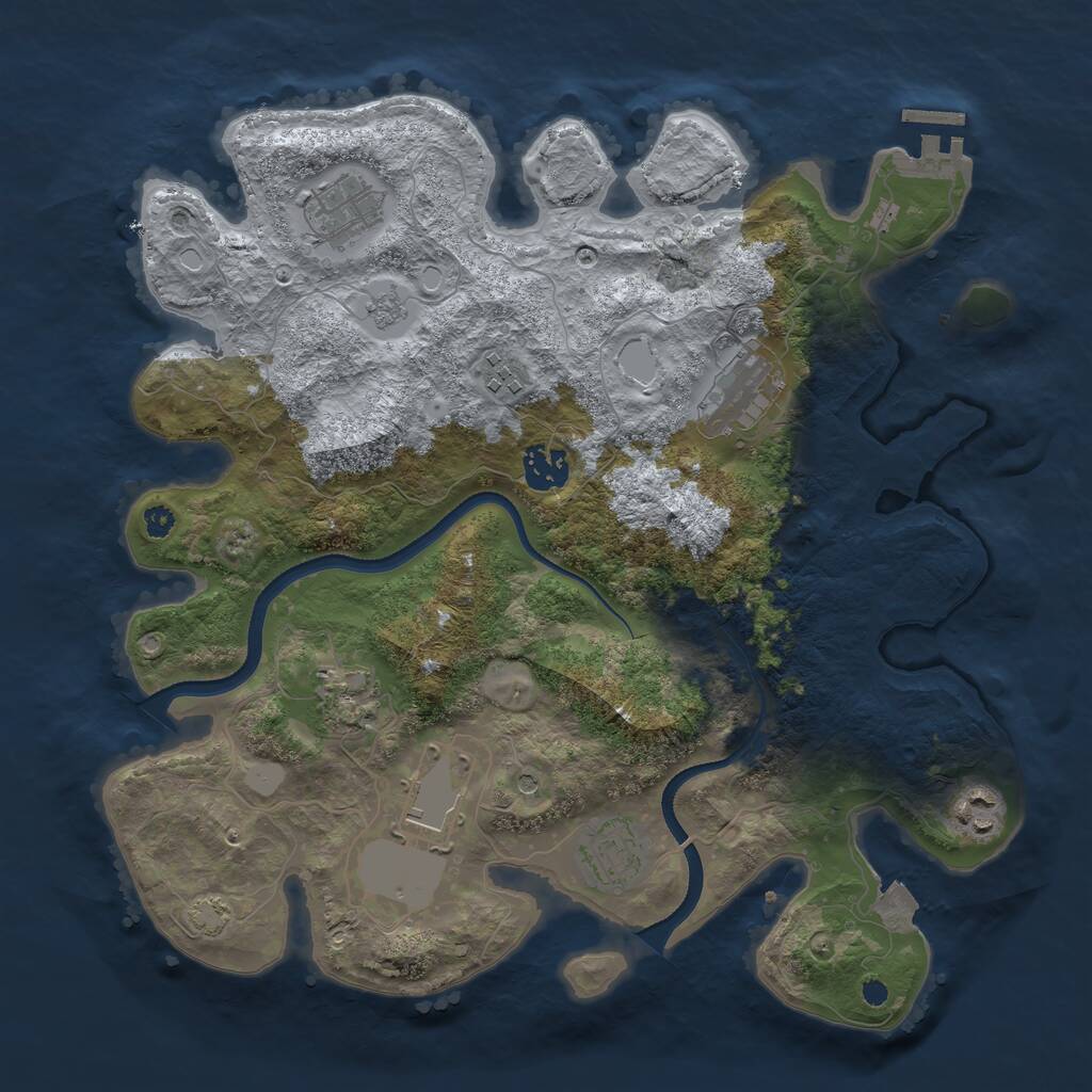 Rust Map: Procedural Map, Size: 3500, Seed: 20262025, 13 Monuments
