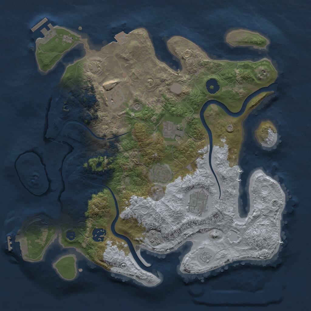 Rust Map: Procedural Map, Size: 3300, Seed: 373737, 12 Monuments