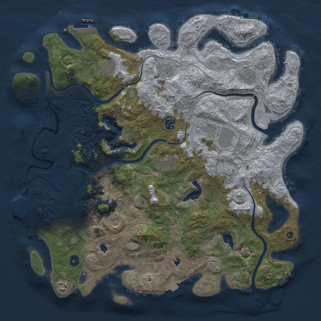 Rust Map: Procedural Map, Size: 4500, Seed: 1247298347, 16 Monuments