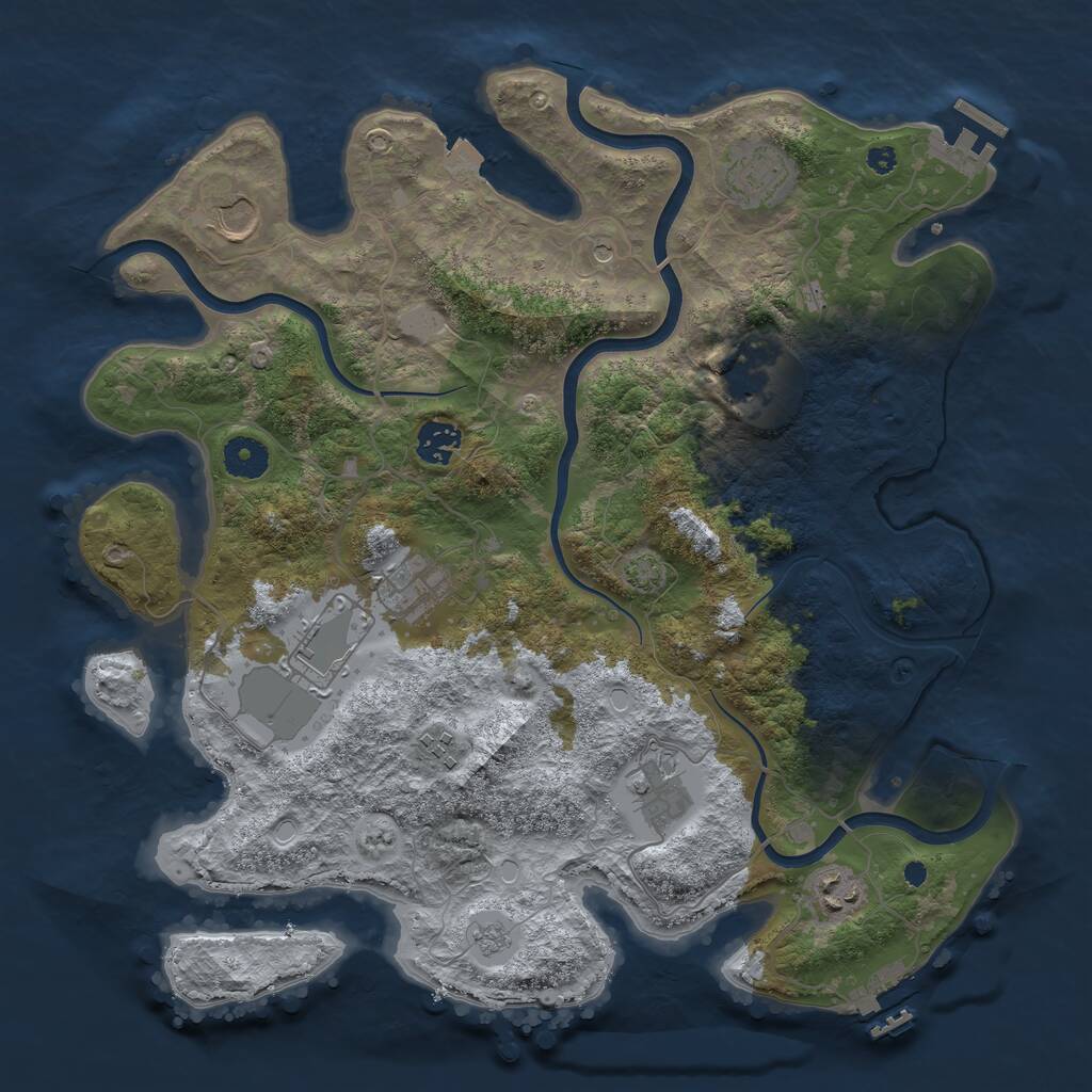 Rust Map: Procedural Map, Size: 3750, Seed: 413867304, 15 Monuments