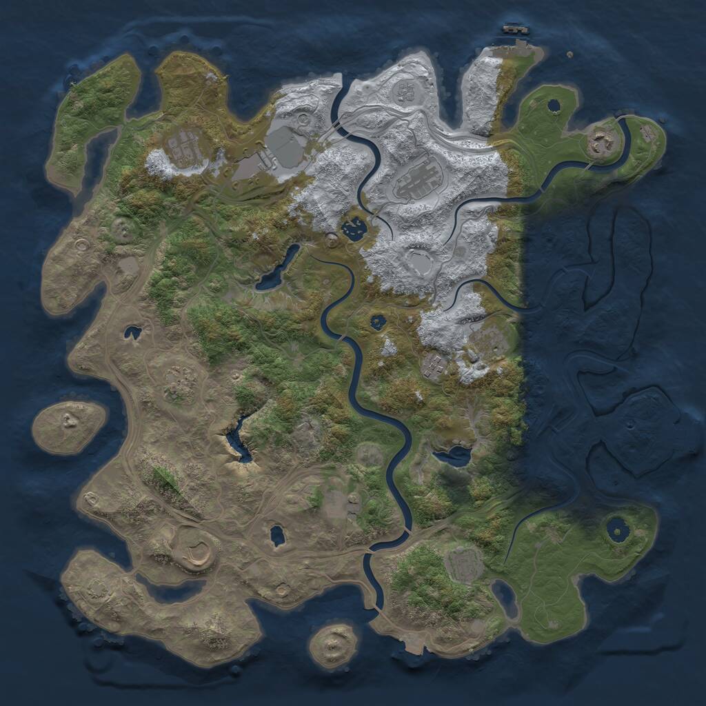 Rust Map: Procedural Map, Size: 4500, Seed: 350336862, 17 Monuments