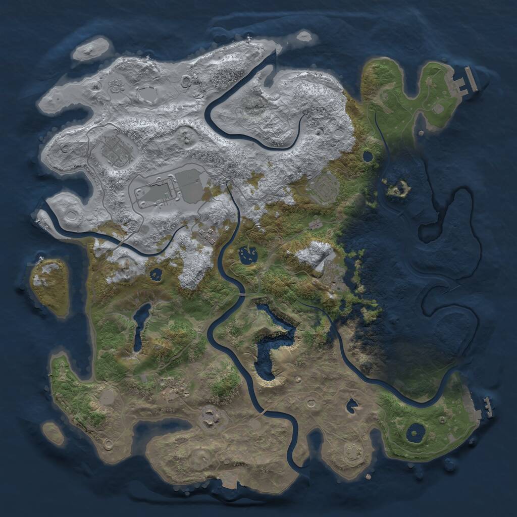 Rust Map: Procedural Map, Size: 4050, Seed: 1616513350, 14 Monuments