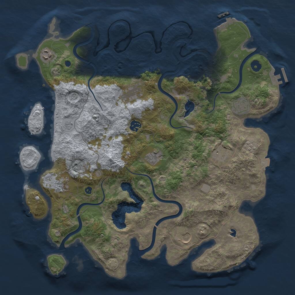 Rust Map: Procedural Map, Size: 4050, Seed: 1791467653, 15 Monuments