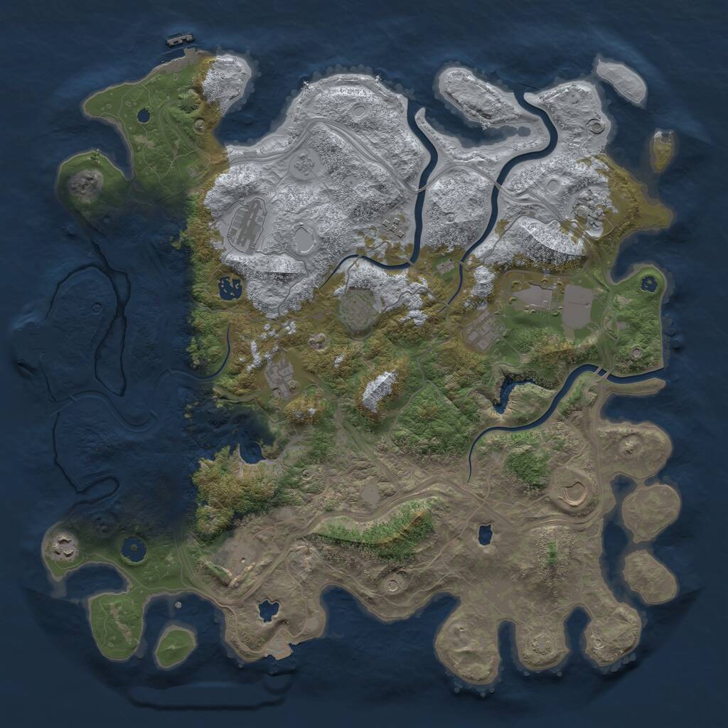 Rust Map: Procedural Map, Size: 4500, Seed: 1106497766, 17 Monuments
