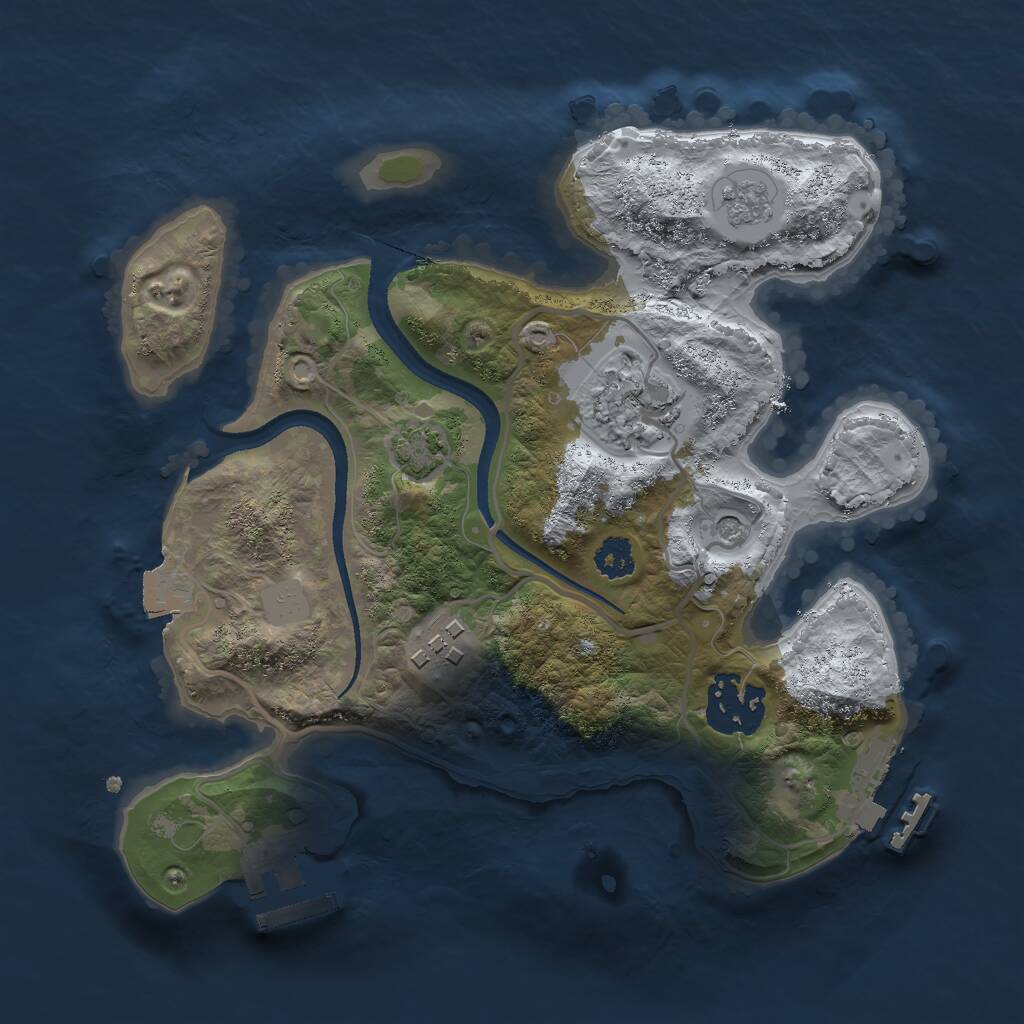 Rust Map: Procedural Map, Size: 2500, Seed: 1591804066, 9 Monuments
