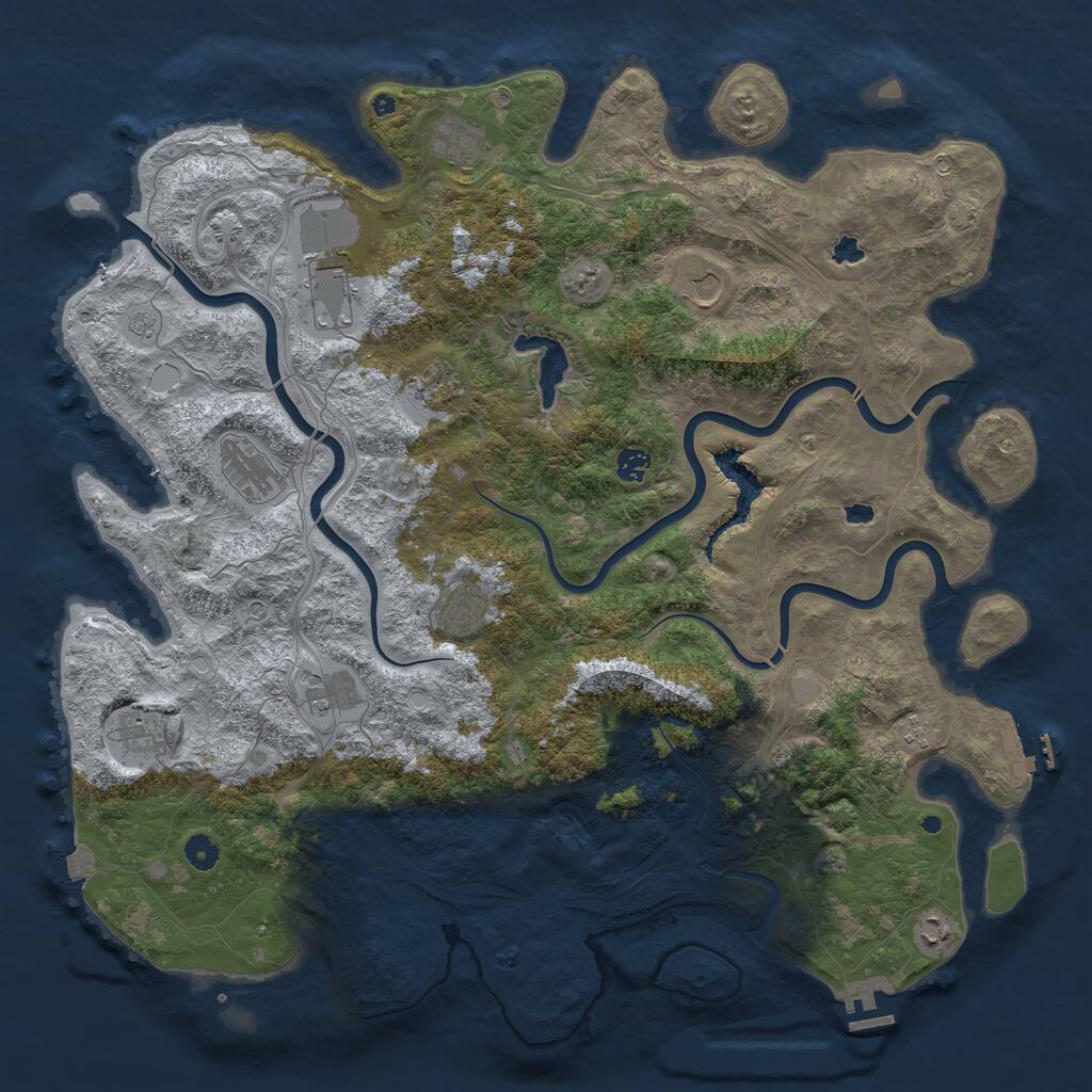 Rust Map: Procedural Map, Size: 4800, Seed: 416641162, 17 Monuments