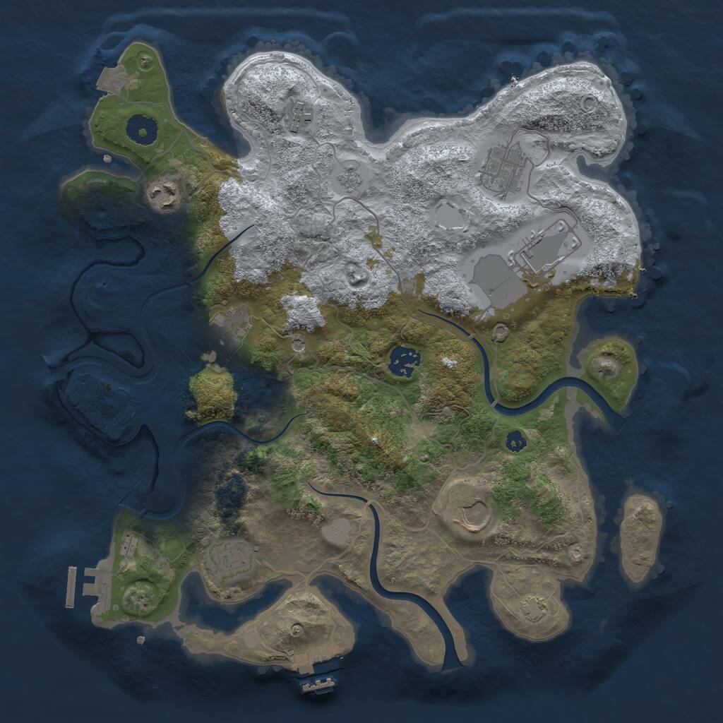 Rust Map: Procedural Map, Size: 3500, Seed: 1212909943, 14 Monuments