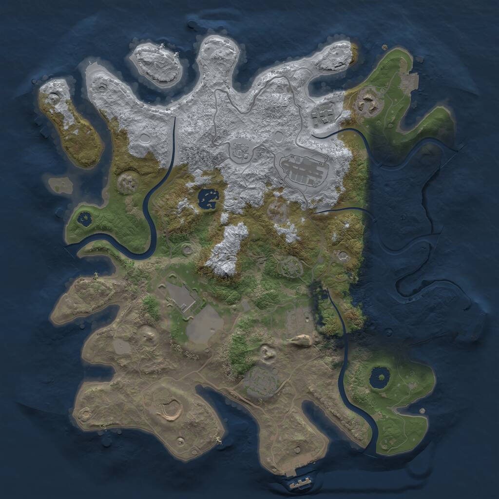 Rust Map: Procedural Map, Size: 3500, Seed: 1339976042, 14 Monuments
