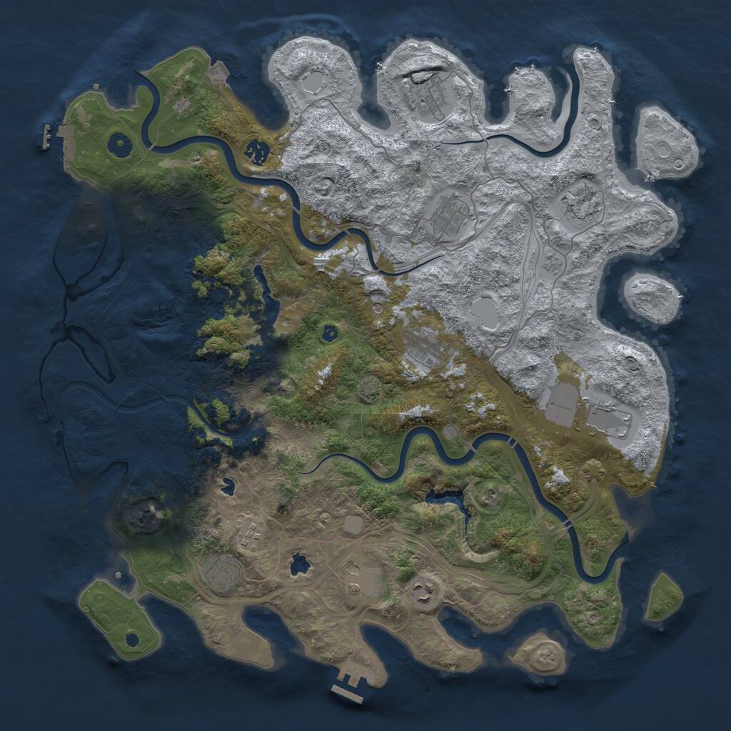 Rust Map: Procedural Map, Size: 4500, Seed: 1094323575, 16 Monuments
