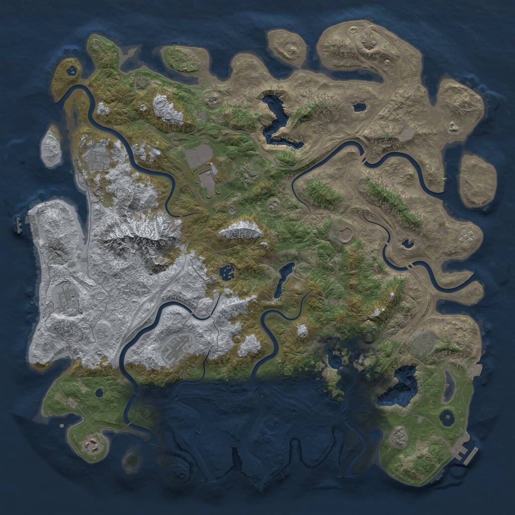 Rust Map: Procedural Map, Size: 5000, Seed: 888293005, 16 Monuments