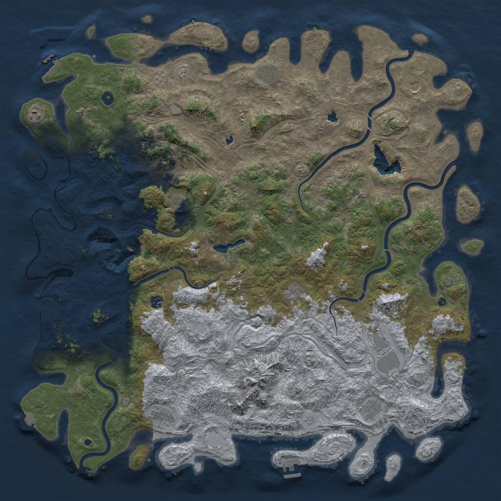 Rust Map: Procedural Map, Size: 6000, Seed: 420000, 17 Monuments