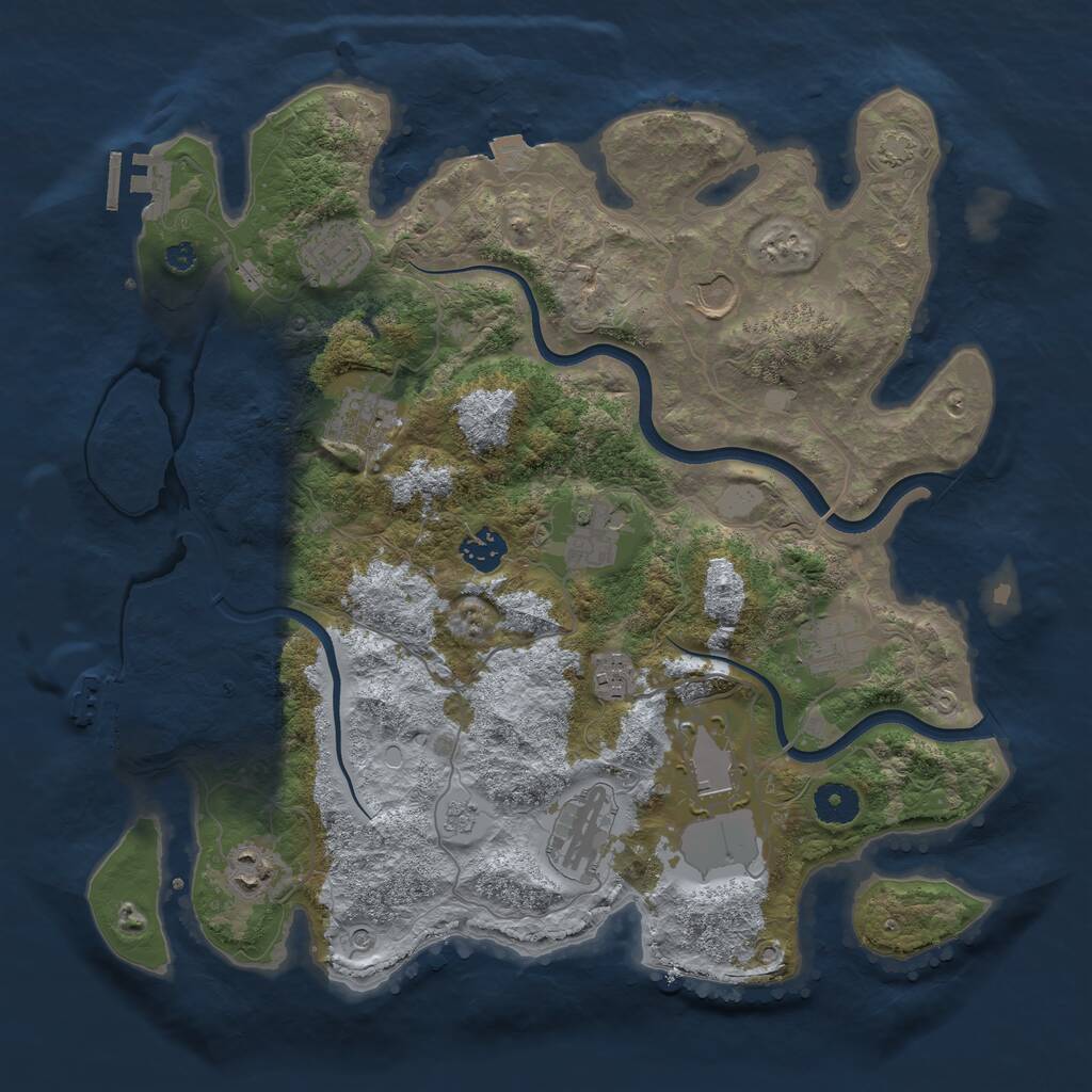 Rust Map: Procedural Map, Size: 3750, Seed: 1275233339, 16 Monuments