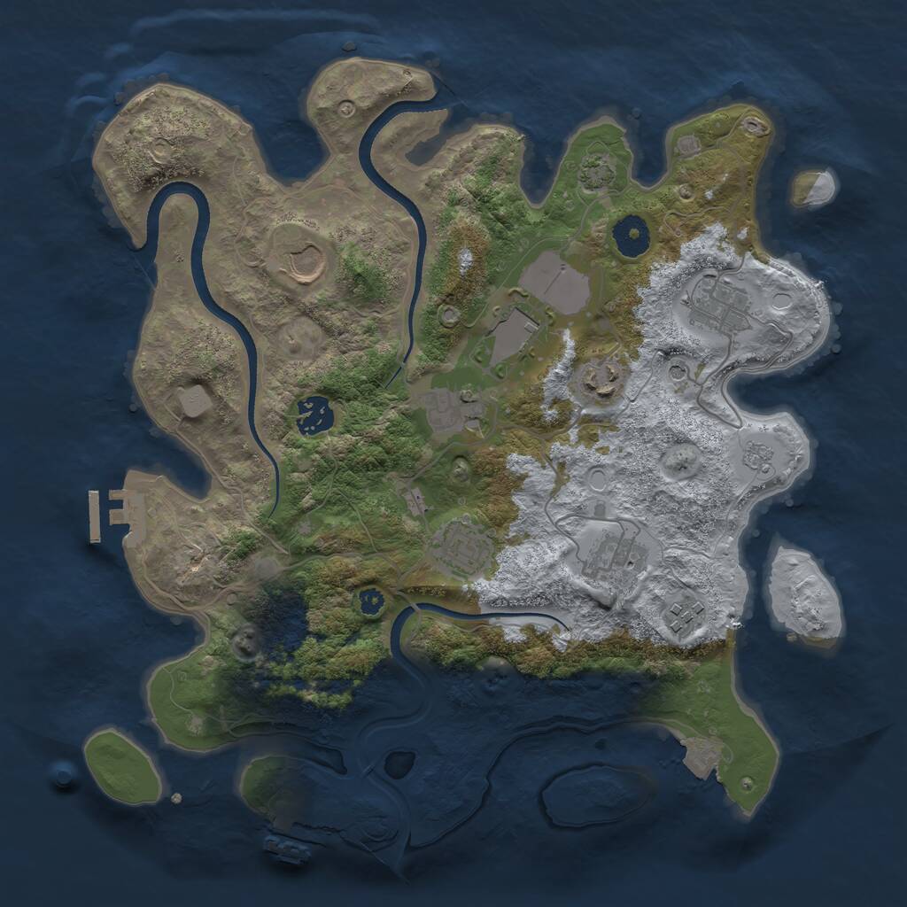 Rust Map: Procedural Map, Size: 3500, Seed: 1088647836, 15 Monuments