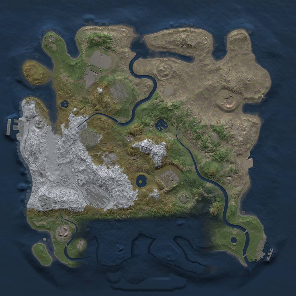 Rust Map: Procedural Map, Size: 3750, Seed: 2141270131, 15 Monuments