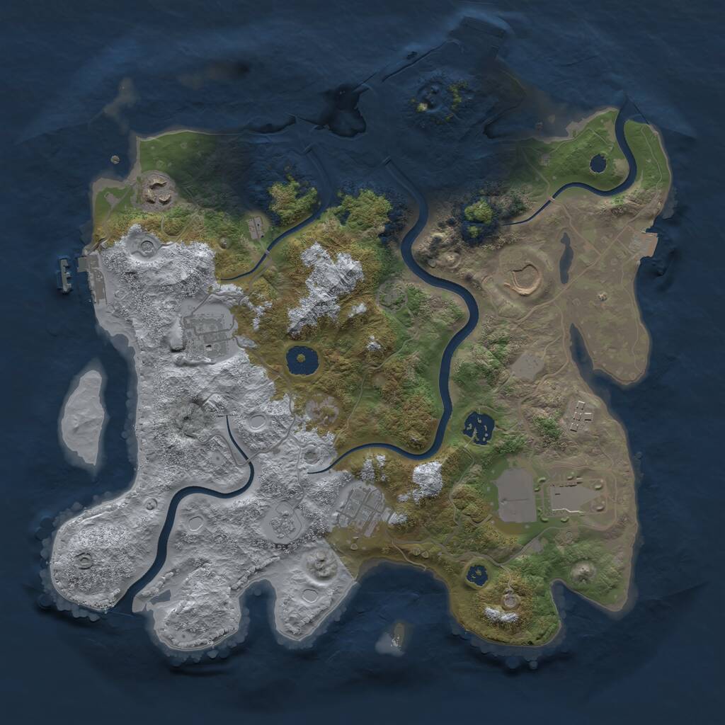 Rust Map: Procedural Map, Size: 3500, Seed: 383927525, 13 Monuments